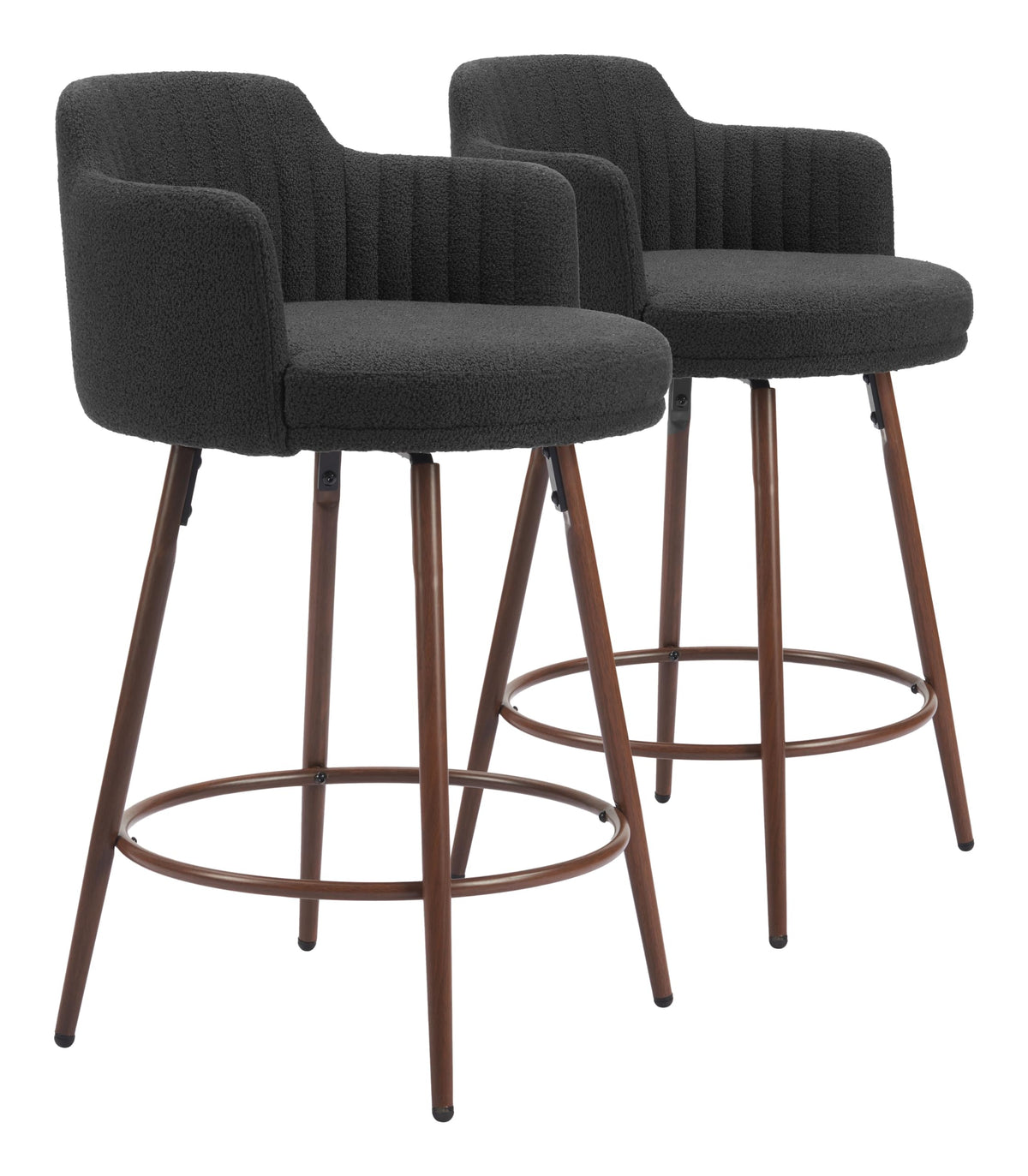 Zuo Kono Swivel Counter Stool Black & Walnut