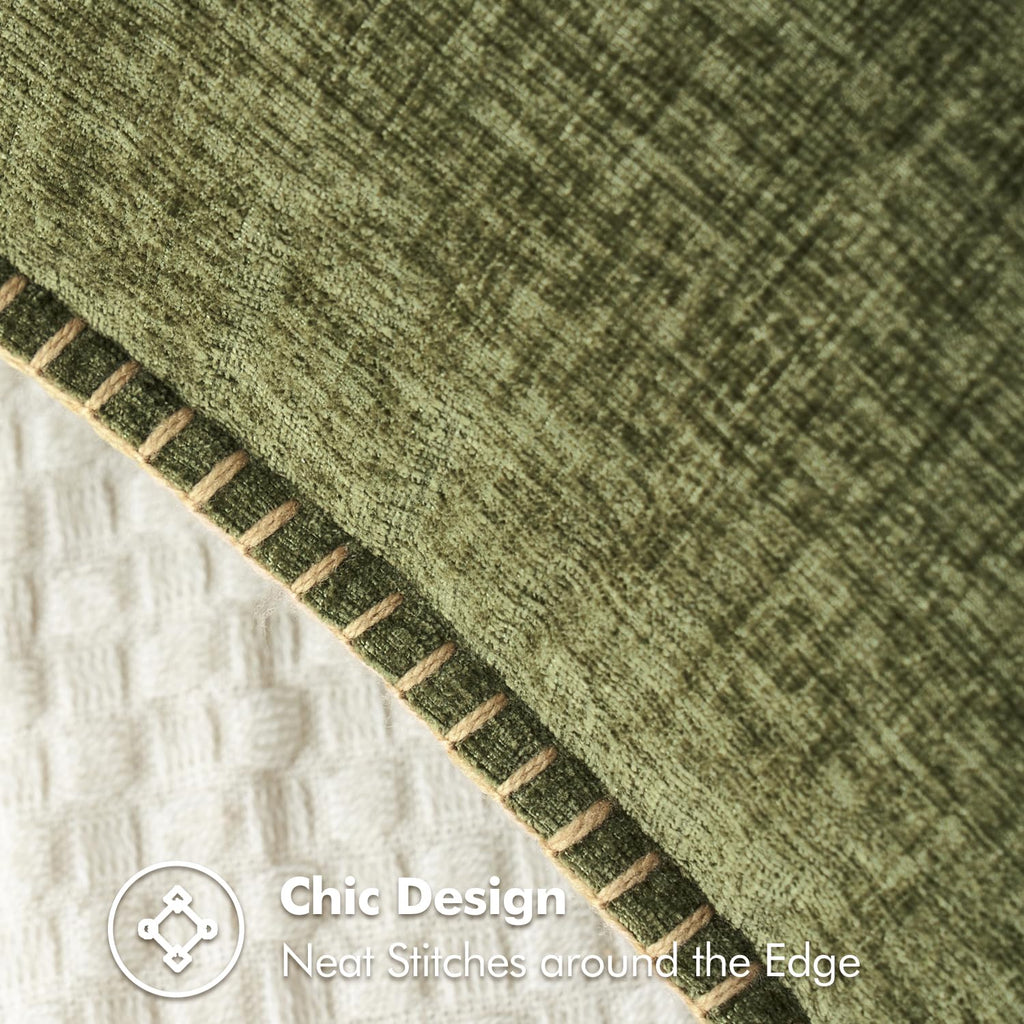 Miulee Pack Of 2 Couch Throw Pillow Covers 20X20 Inch Olive Green Farmhouse Decorative Pillow Covers With Stitched Edge Soft Chenille Solid Dyed Spring Pillow Covers For Sofa Bed Living Room