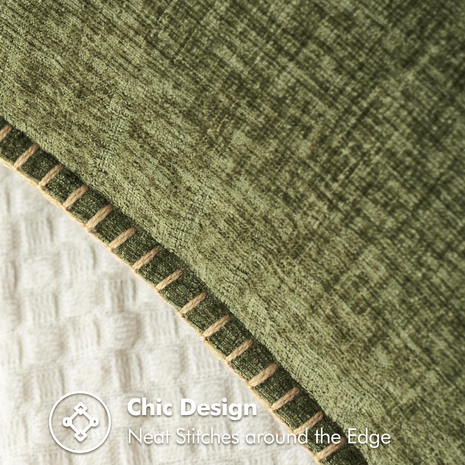 Miulee Pack Of 2 Couch Throw Pillow Covers 20X20 Inch Olive Green Farmhouse Decorative Pillow Covers With Stitched Edge Soft Chenille Solid Dyed Spring Pillow Covers For Sofa Bed Living Room