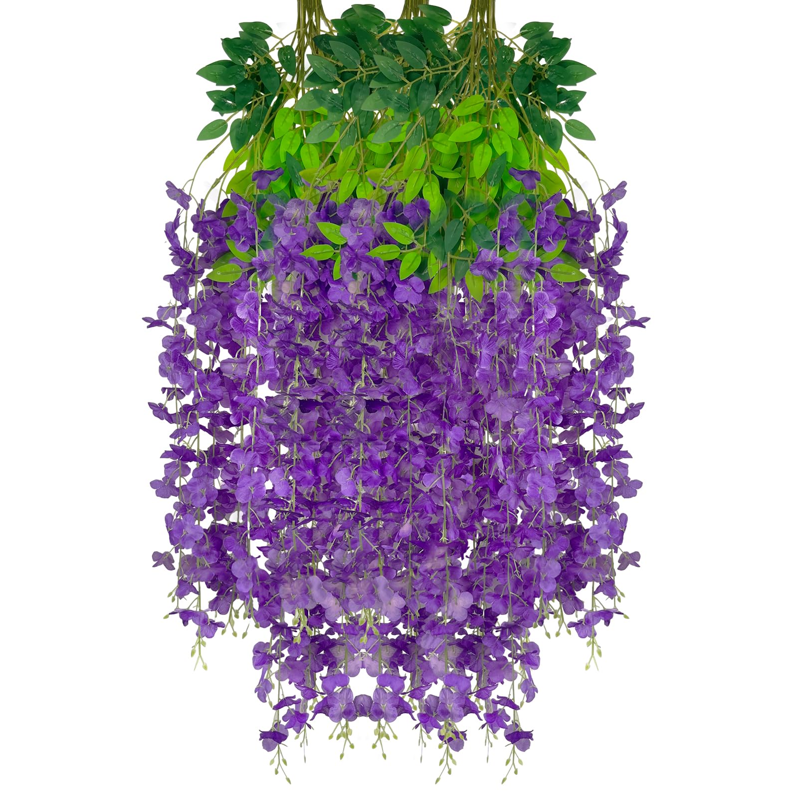 12 Pack Purple Flower Vines, Purple Wisteria Hanging Flowers, Fake Purple Wisteria, 3.77 Feet Purple Artificial Wisteria Flowers
