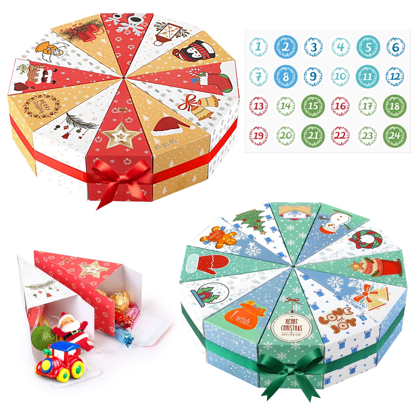KESOTE 24 Christmas Advent Calendar Boxes to Fill, 12 Days Empty Advent Calendar for Adults Kids Christmas Goody Treat Boxes Sma