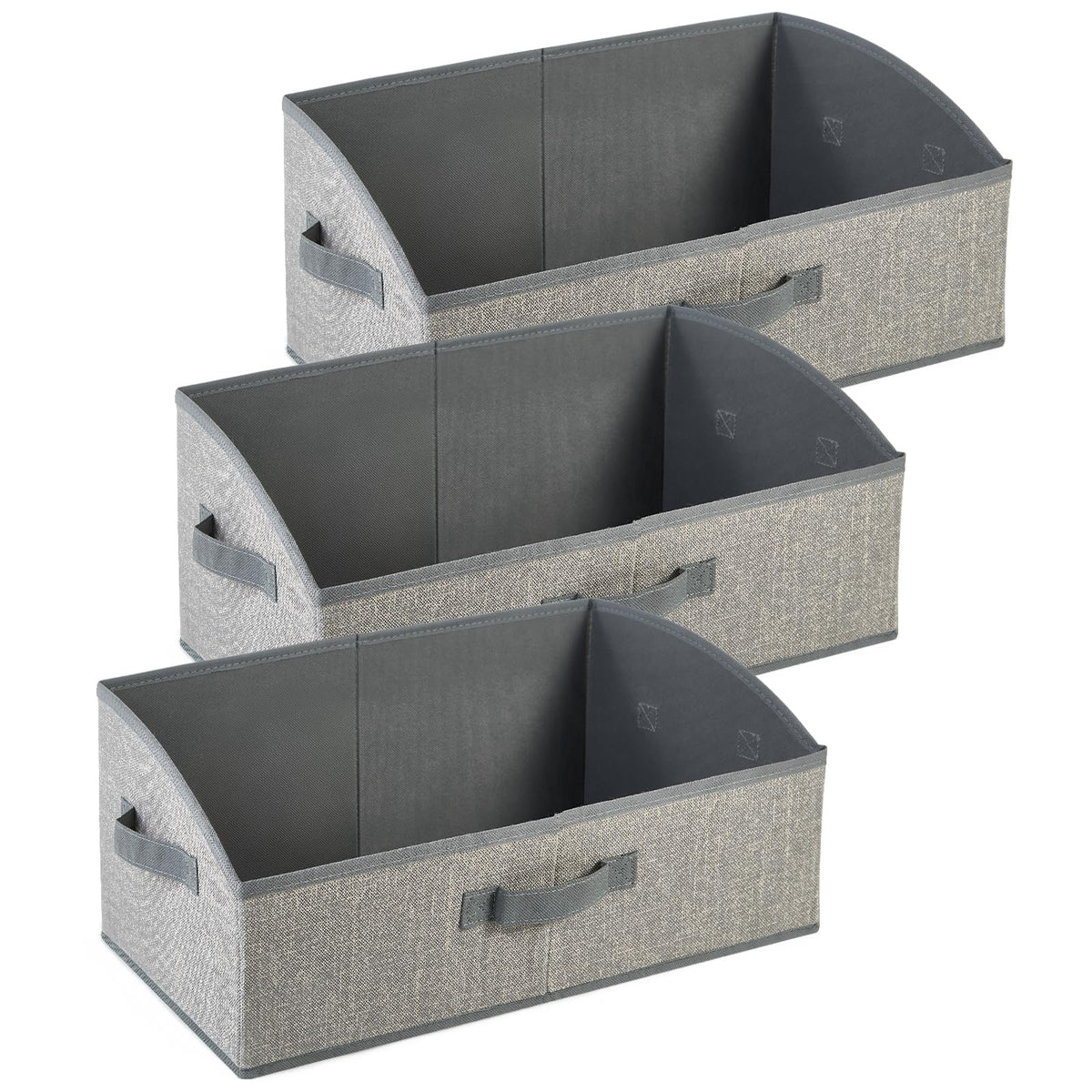 DAYARD Fabric Bins [3Pack], Trapezoid Storage Bins with Handles, Foldable Baskets Storage Boxes for Shelves, Closet, Bookshelf,