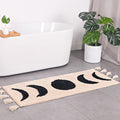 Bohemian Runner Moon Phases Bath Mat with Tassels Half Moon Rugs College Dorm Room Decor for Bathroom Hippie Witchy Area Rug Bei