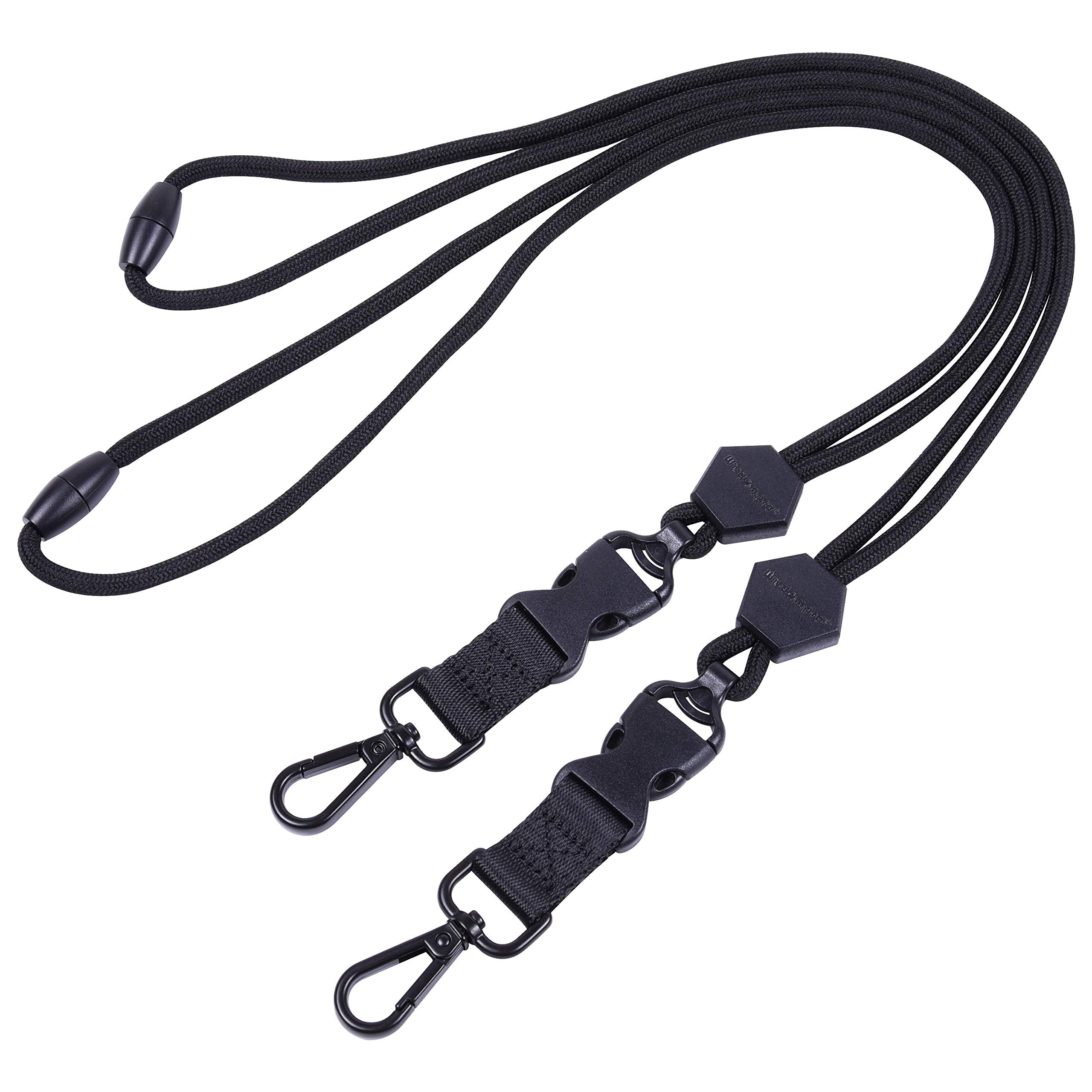 Wisdompro 2 Pack Of 23 Inch Durable Round Cord Heavy Duty Lanyard With Safety Breakaway Buckle, Detachable Buckle And Metal Hook
