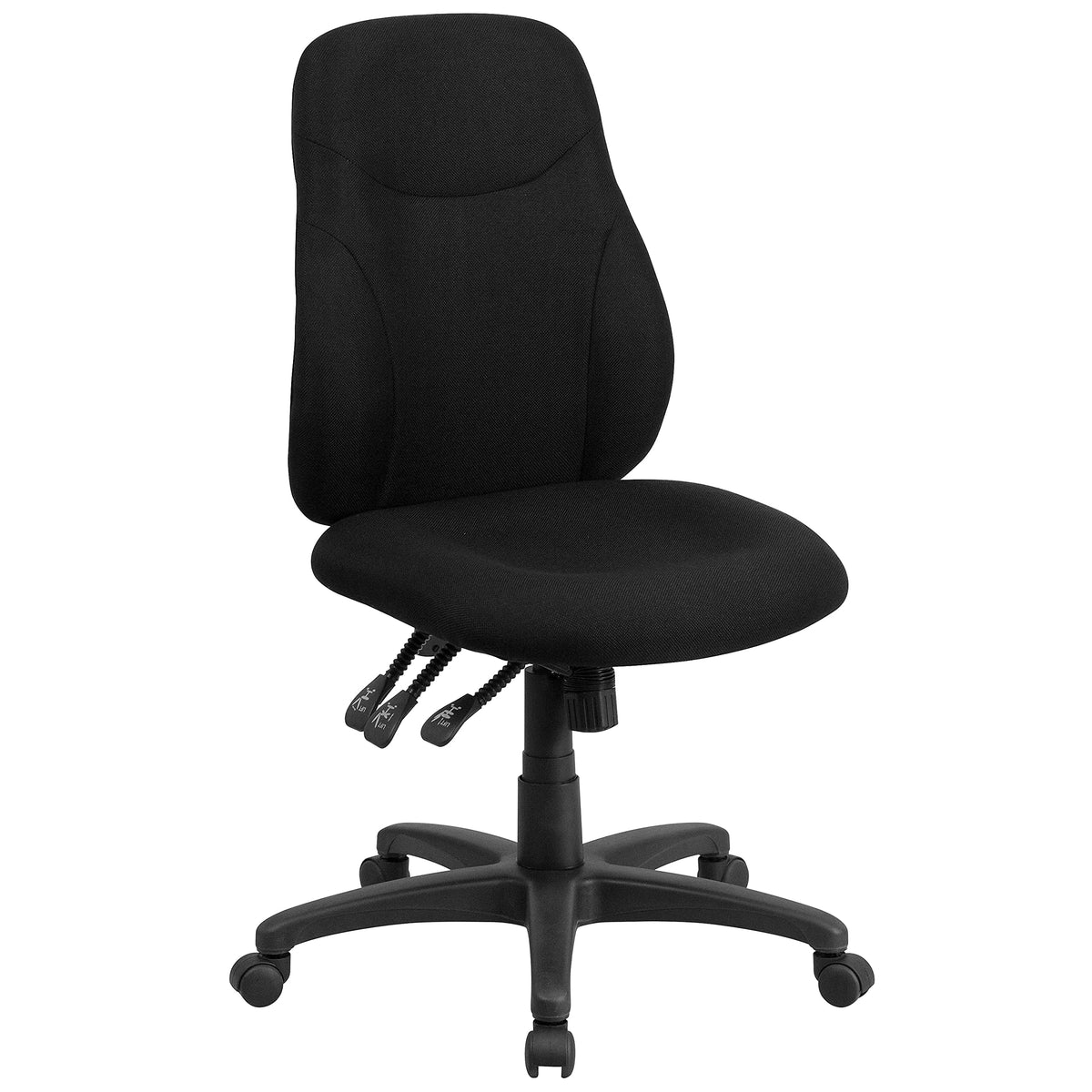 Flash Furniture Brandy Mid-Back Black Fabric Multifunction Swivel Ergonomic Task Office Chair