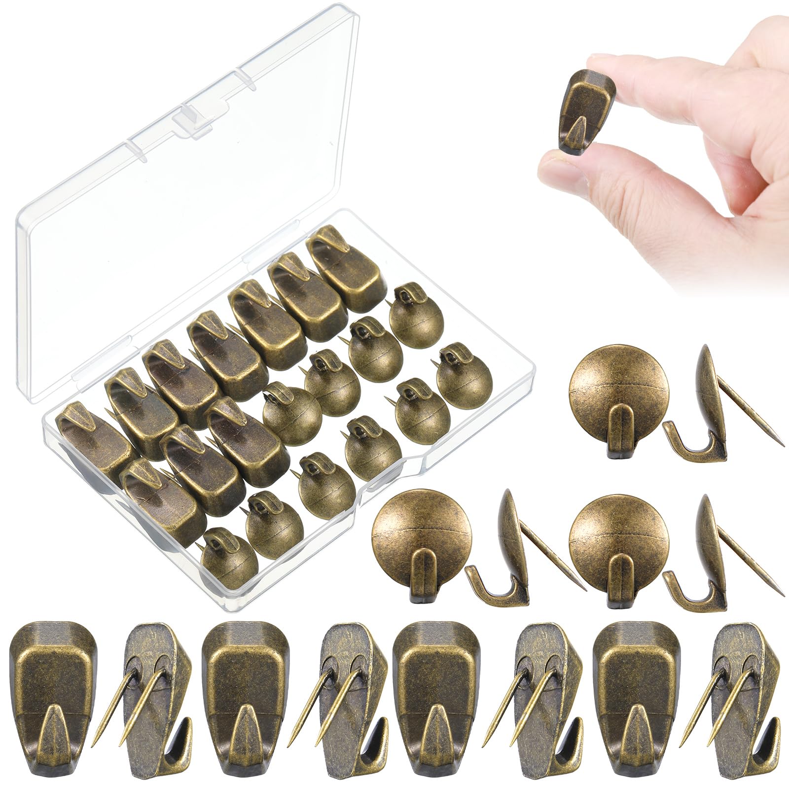 Auroray Cubicle Hooks Fabric Panel Wall Hooks, 20 Pieces Metal Push Pin Hooks Picture Hanging Hooks, Cubicle Coat Hook For 40 Lb