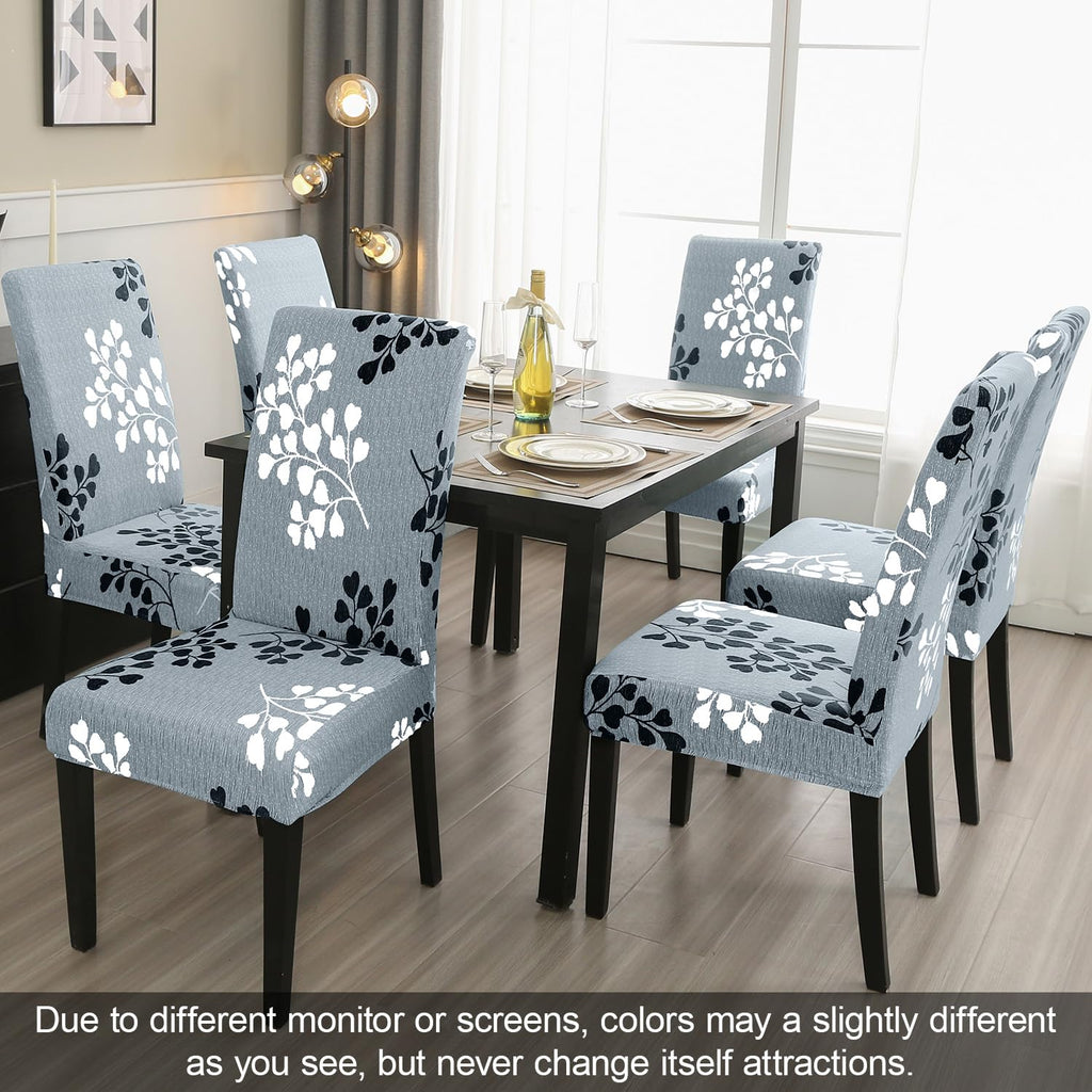 Jqinhome Pattern Chair Covers For Dining Room Set Of 6, High Stretch Removable Washable Parsons Chair Slipcover For Home Party Hotel Wedding Ceremony (Flower,6Pcs)
