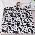 Viviland Fleece Blankets Queen Size Cow Print - 280Gsm Lightweight Soft Fuzzy Cozy Plush Queen Blanket For Bed, 90X90 Inches