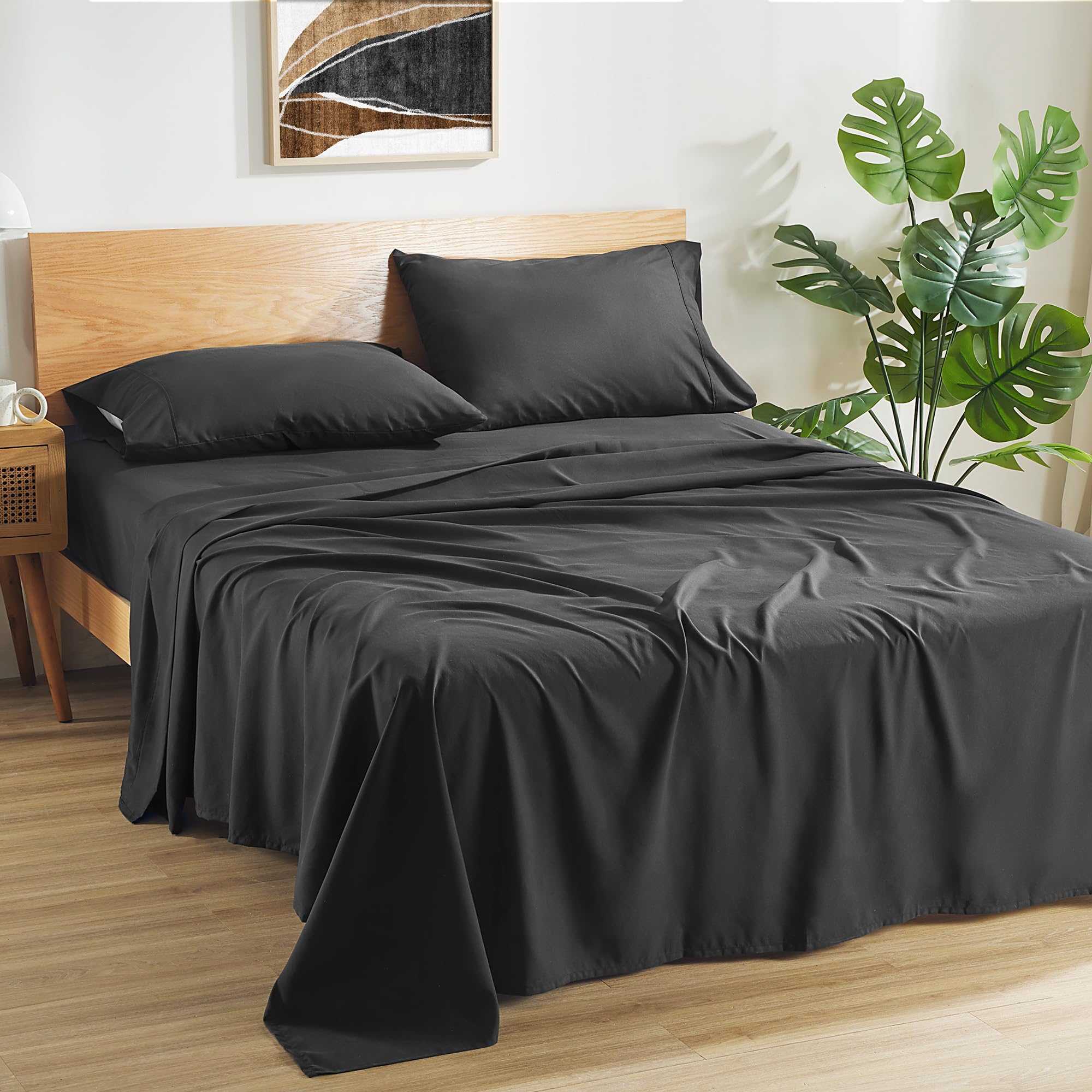 Sleep Zone Lightweight Super Soft Easy Care Microfiber 4 Pieces Bedding Sheet Set With Deep Pocket, All Season Use For Adults, M