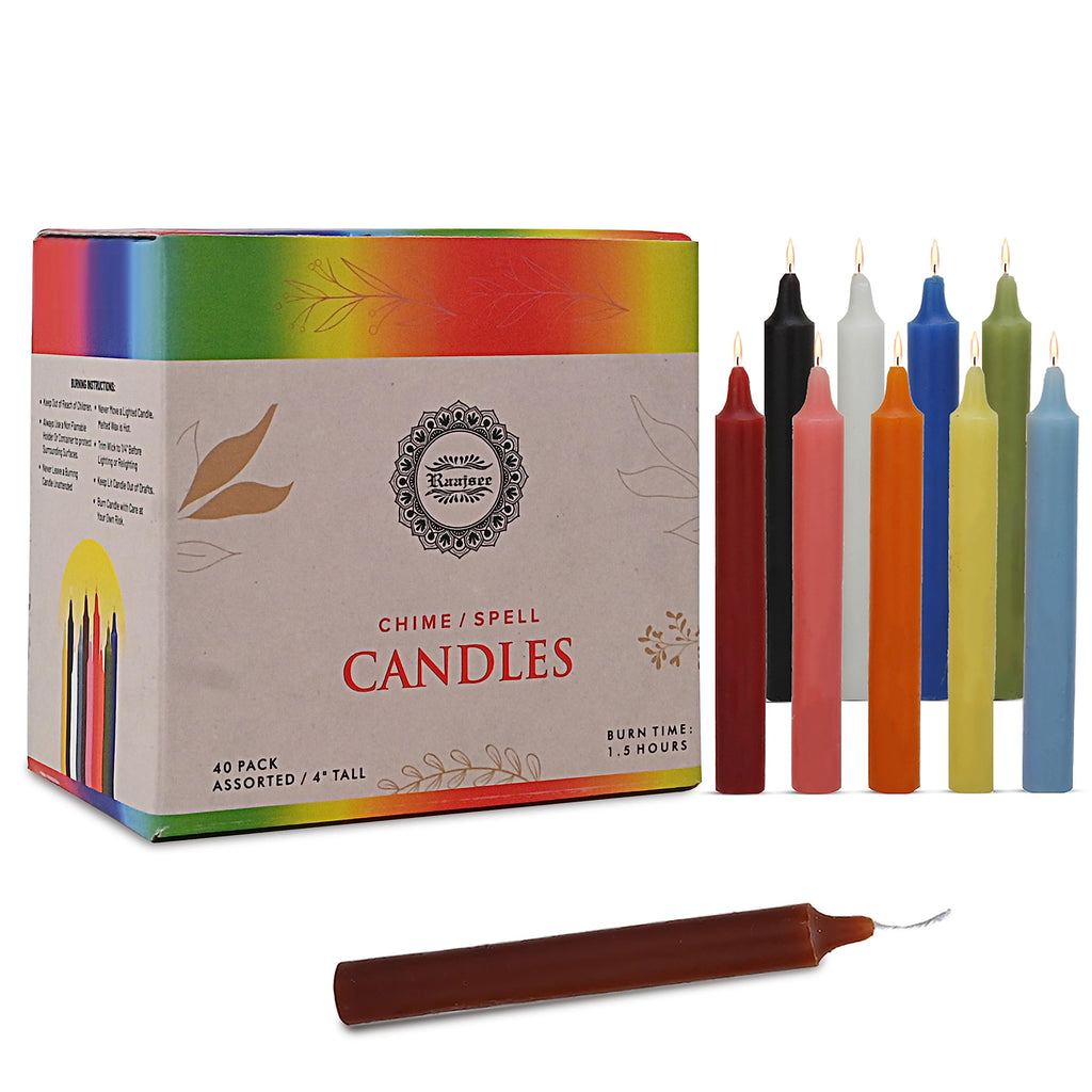 Raajsee Unscented Mini Taper Candles (Multi-color) | 4 Inches Dinner Candle Sticks| Smokeless, and Dripless| Paraffin Wax with C