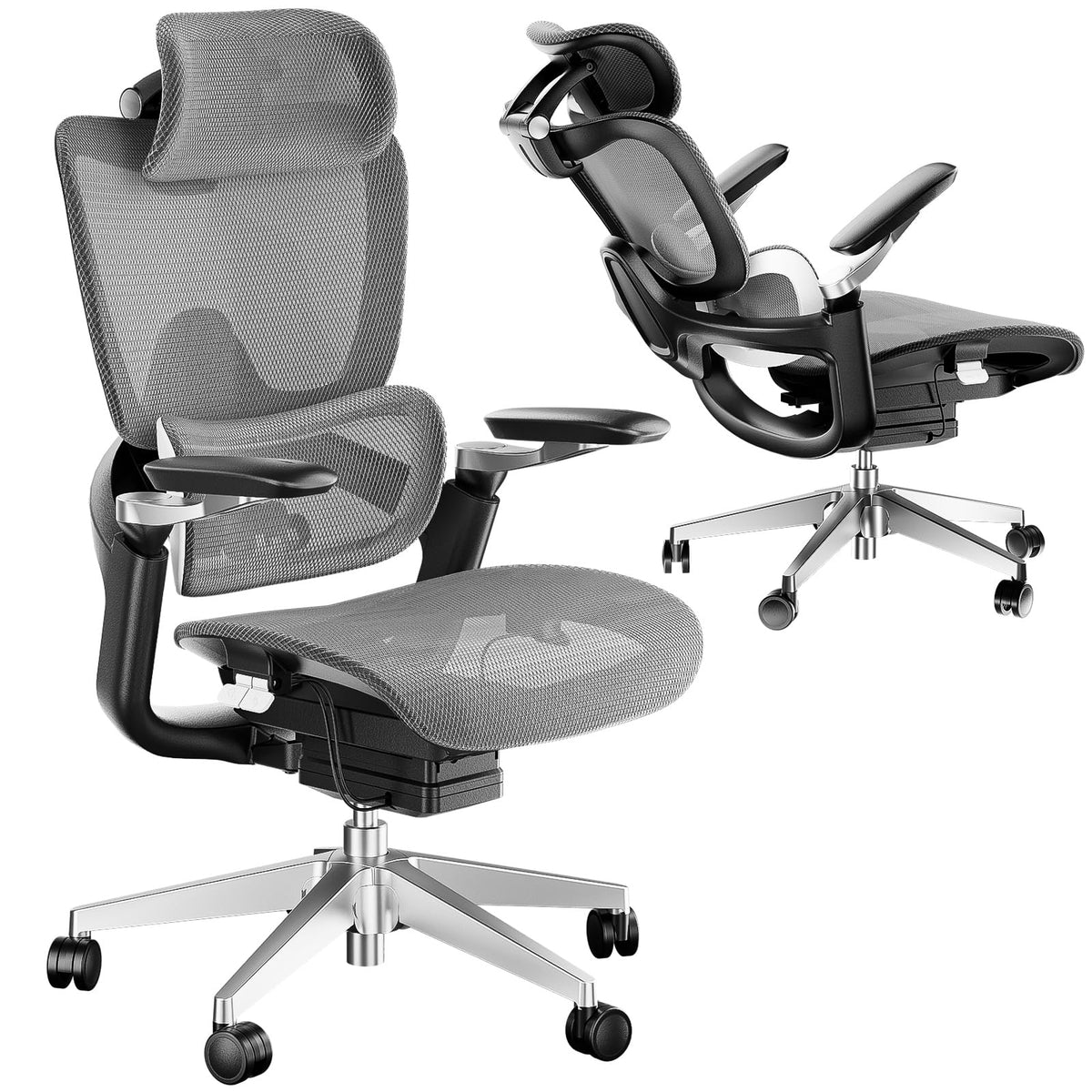 Chirvana Ergonomic Office Chair, Big And Tall Mesh Computer Gaming Chair With Adaptive Lumbar Support, Work Chair With Headrest,