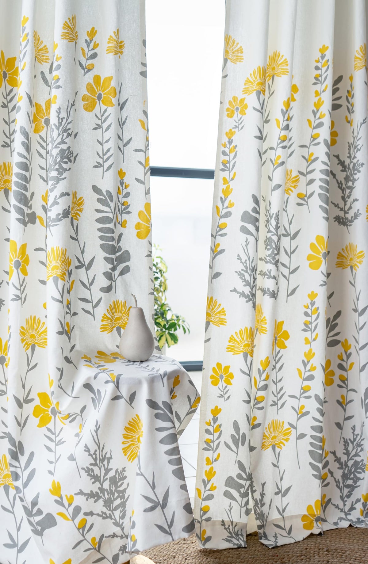 Tranquebar Curtain Co. Cotton Curtains 8 Feet Long, 6065% Room Darkening, Yellow Floral Print, 8 Feet Curtains, 8 Feet Curtains