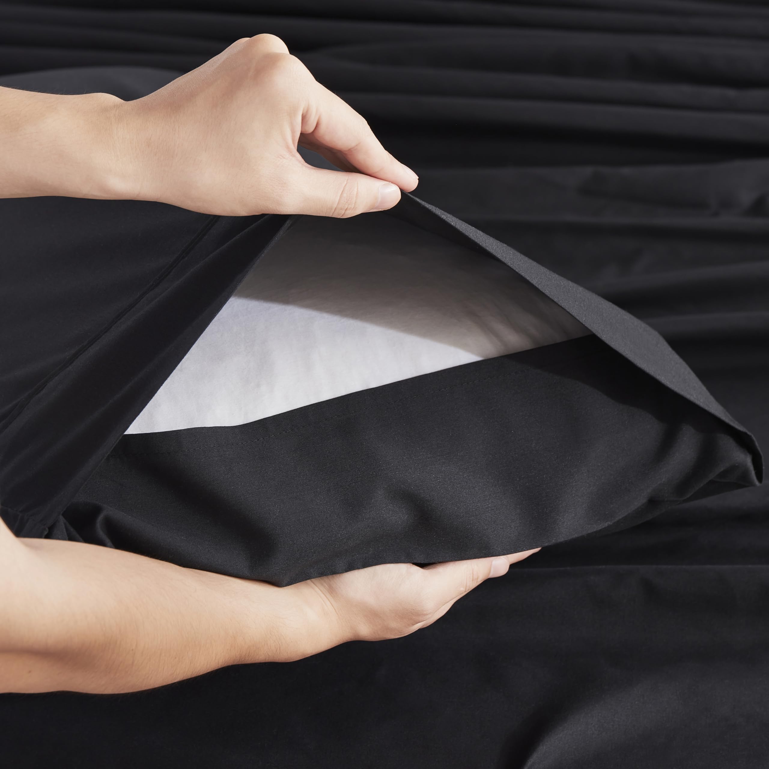 Nestl Extra Deep Pocket Split King Sheet Set - 7 Pc Soft Microfiber Split King Sheet Sets Deep Pocket - Fade Resistant Bedding Sheets & Pillowcases - Split King, Black