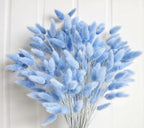 120 PCS Blue Dried Pampas Grass Decor, 17-inch Pompas Floral, Dry Flowers for Decoration, Pampas Grass in Bulk Tall, Blue Bunny 