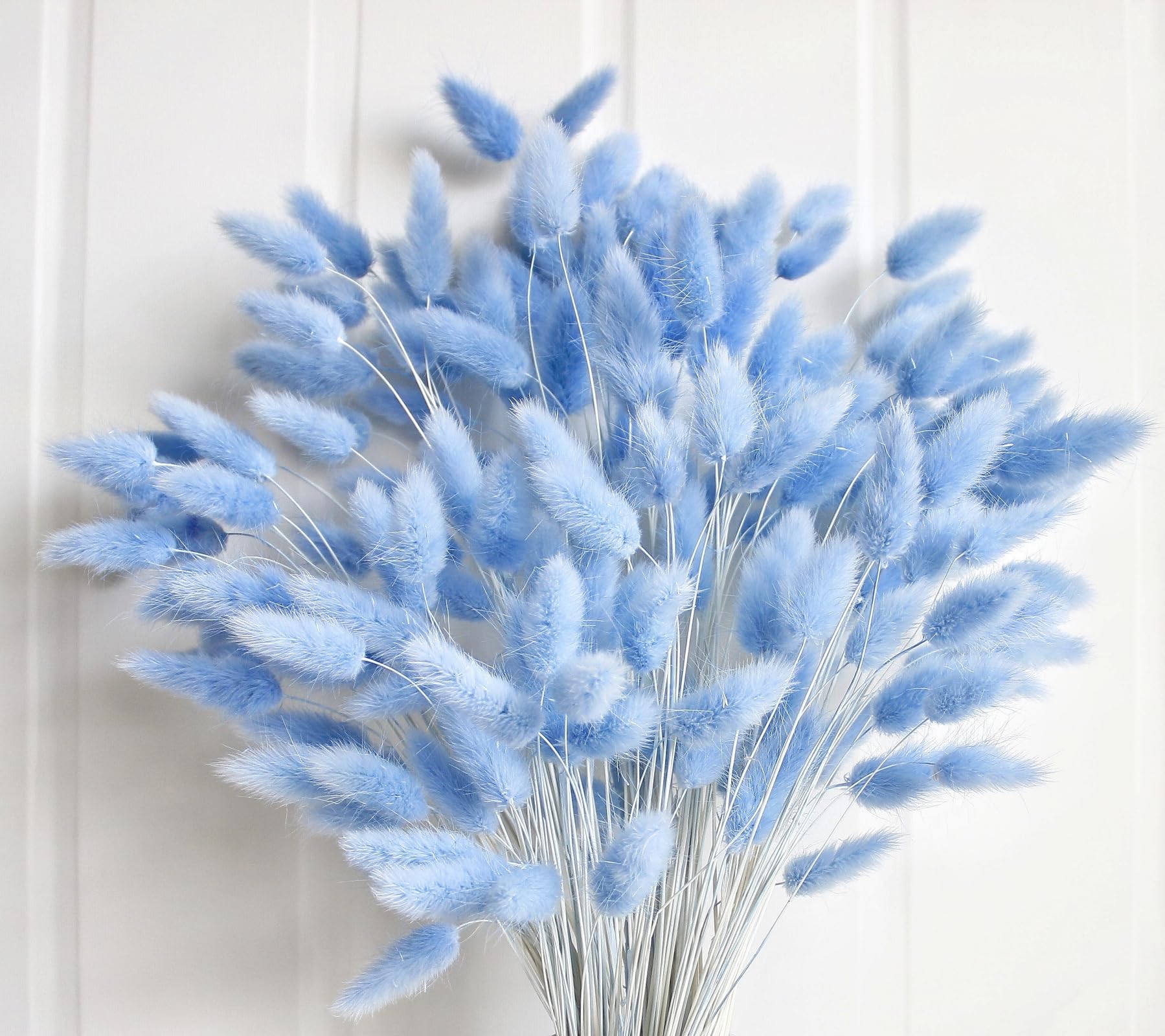 120 PCS Blue Dried Pampas Grass Decor, 17-inch Pompas Floral, Dry Flowers for Decoration, Pampas Grass in Bulk Tall, Blue Bunny 