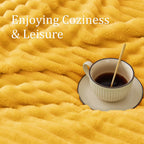 Bedelite Fleece Throw Blanket For Couch - 300Gsm Soft & Warm Fluffy Yellow Blanket, Decorative And Giftable Striped Blankets For