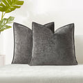 Juspurbet Set Of 2 Dark Grey Chenille Throw Pillow Covers 24X24 Inch Soft Textured Decorative Cushion Cases For Couch Sofa Bed S