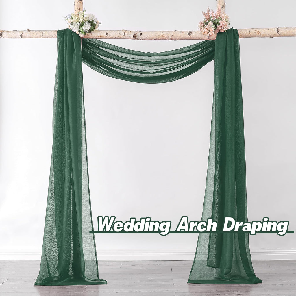 Donren Dark Hunter Green Sheer Window Scarf Valance - Christmas Decor Luxury Soft Semi Sheer Scarf For Window Wedding Arch Sheer