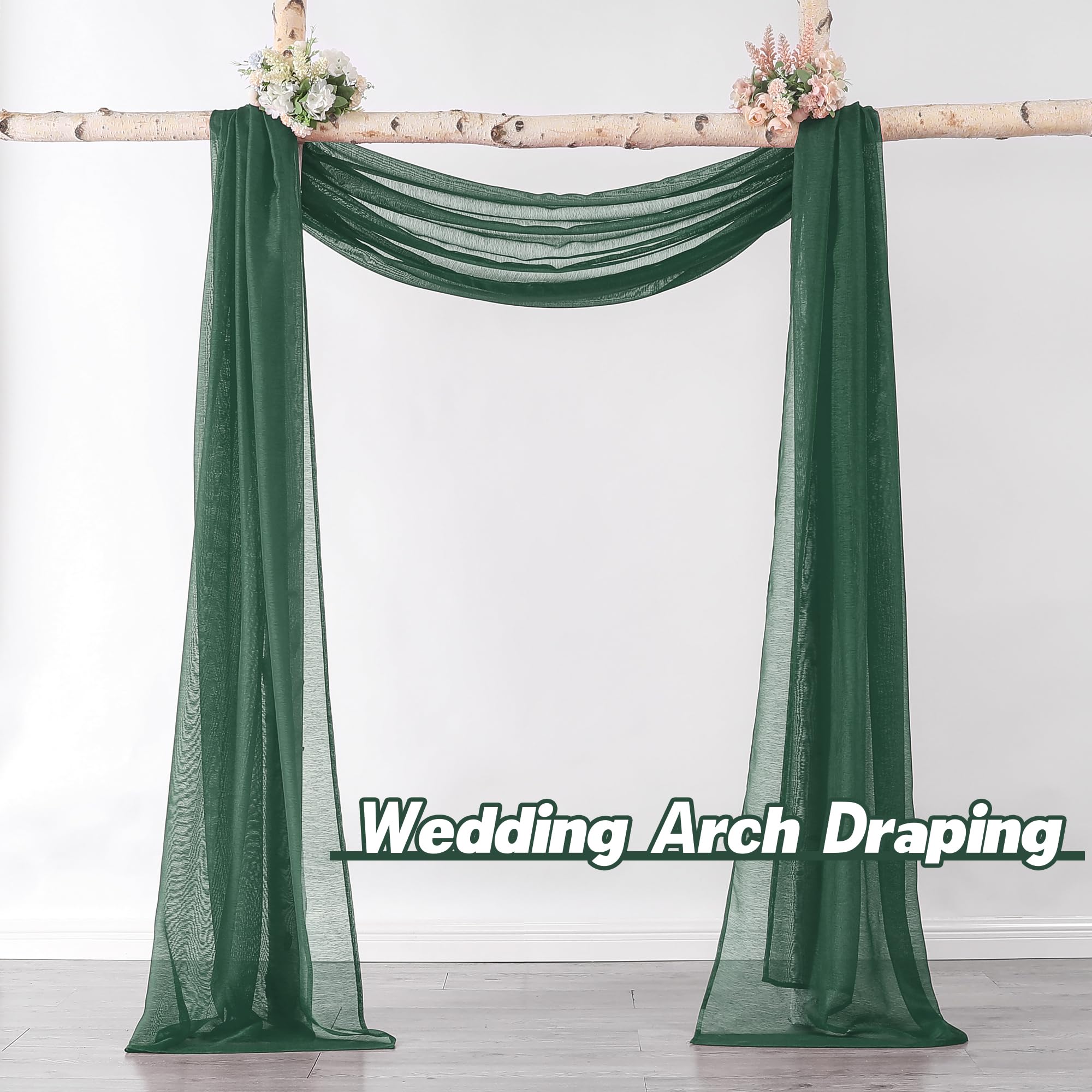 Donren Dark Hunter Green Sheer Window Scarf Valance - Christmas Decor Luxury Soft Semi Sheer Scarf For Window Wedding Arch Sheer