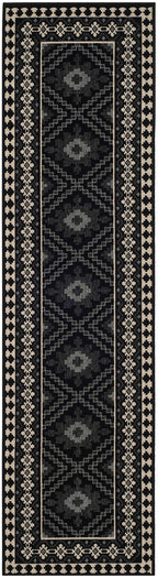 Safavieh Veranda Collection Runner Rug - 2'3' X 8', Black & Creme, Boho Design, Non-Shedding & Easy Care, Indoor/Outdoor & Washable-Ideal For Patio, Backyard, Mudroom (Ver099-0421)