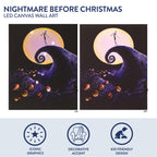 Idea Nuova Nightmare Before Christmas Led Light Up Canvas Wall Art Featuring Jack Skellington, 11'' W X 14'' H