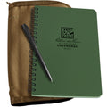 Rite In The Rain Weatherproof Side Spiral Kit: Tan Cordura Fabric Cover, 4.625' X 7' Green Notebook, And Weatherproof Pen (No.