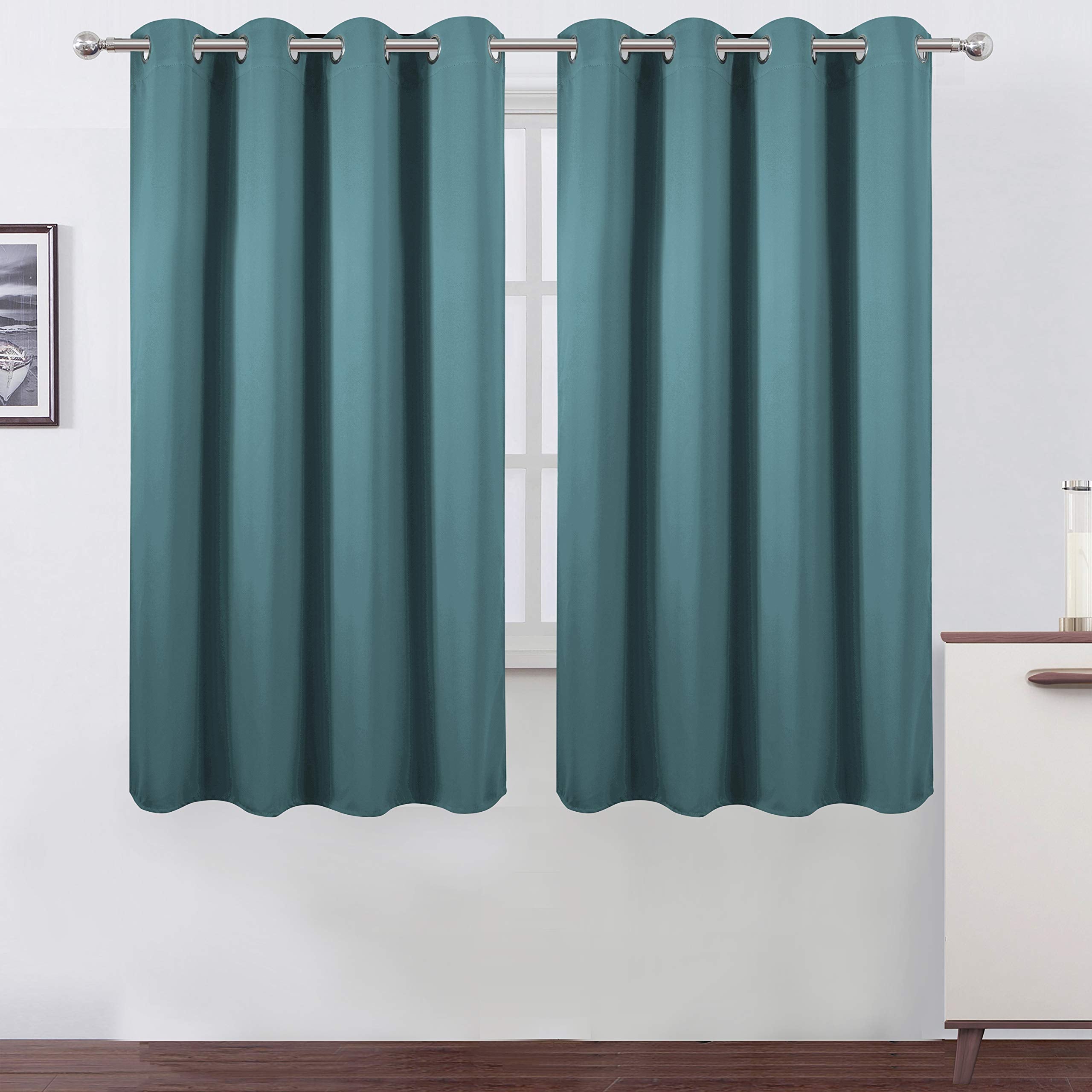 Lemomo Sea Teal Thermal Blackout Curtains/52 X 63 Inch/Set Of 2 Panels Room Darkening Curtains