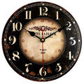 Mrocioa 16 inch Round Black Paris Decorative Wall Clock with Big Arab Numerals, Retro Wood Wall Clocks for Living Room,Office an