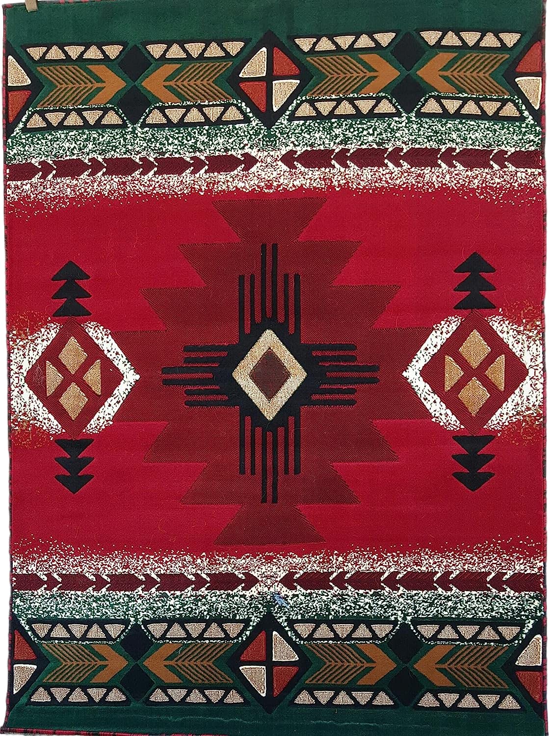 YHSF South West Native American Area Rug C318 (Red, 3 Feet 10 Inches x 5 Feet 2 Inches)