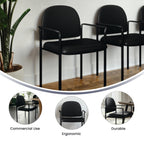 Flash Furniture Tiffany Side Reception Chair with Padded Armrests, Stackable Vinyl Waiting Room Chair for Commercial or Residential Use, Black