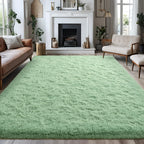FALARK Super Soft Area Rugs for Bedroom Living Room, 4x6 ft Green Fluffy Rug Carpets for Girls Kids Room, Shaggy Fuzzy Indoor Mo
