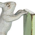 Creative Co-Op Decorative 2-Tone Cast Metal Rabbit Bookends, Green And Grey, Set Of 2