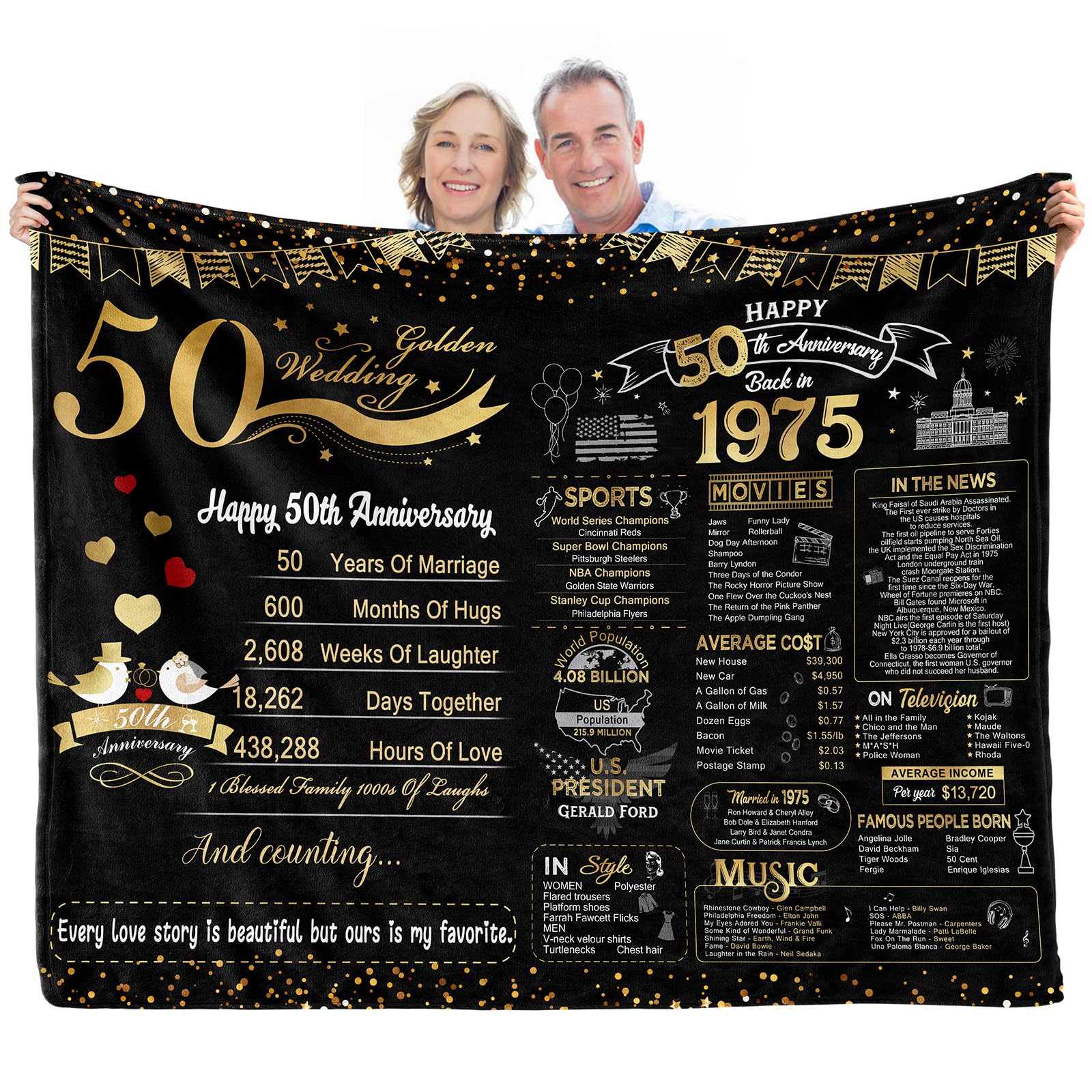 Elseven 50Th Anniversary Wedding Gift 50Th Wedding For Her 50 Year Anniversary For Couples Wife Husband Best Anniversary Blanket