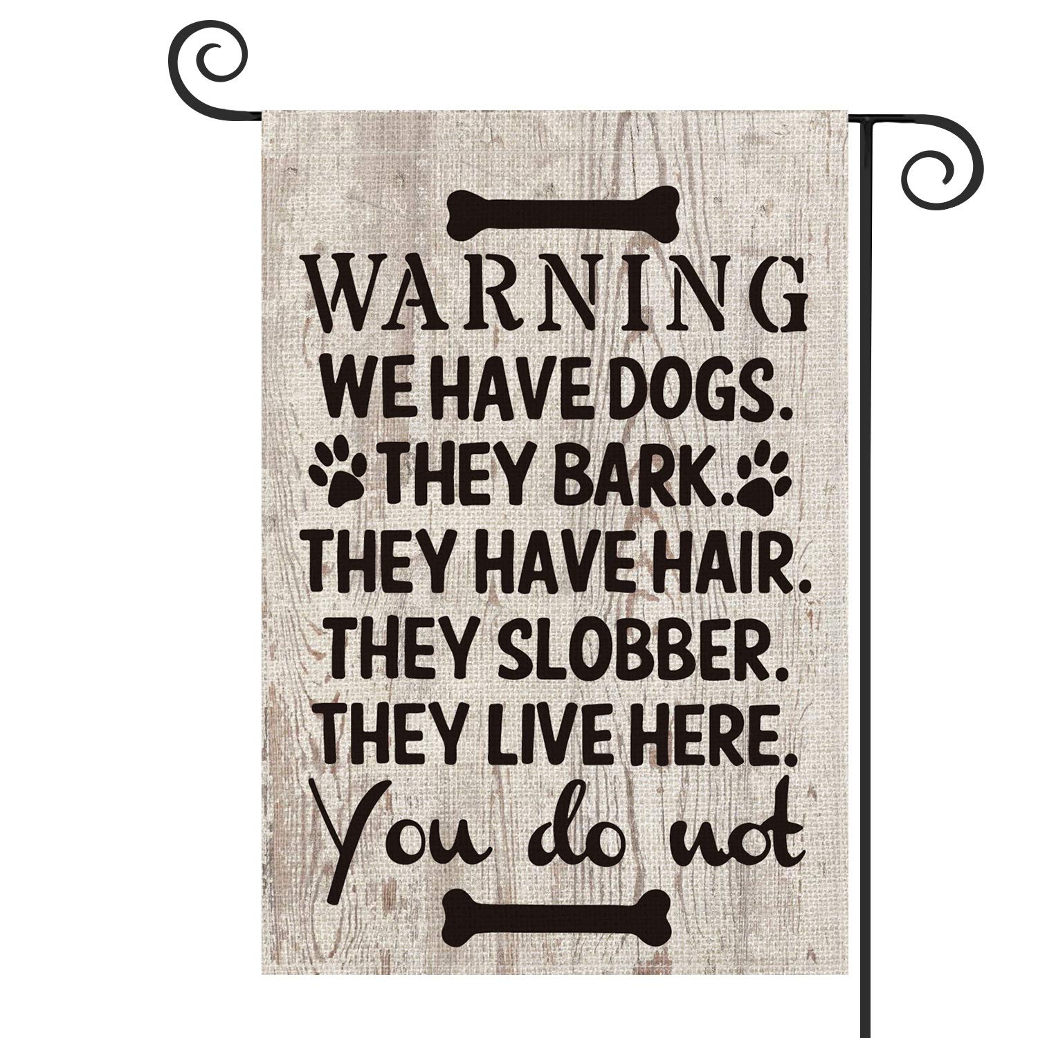 Avoin Dog Warning Slogan Wood Garden Flag Vertical Double Sided, They Slobber They Live Here Yard Outdoor Decoration 12.5 X 18 I