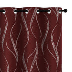 Yakamok Blackout Curtains 95 Inch Length Living Room Thermal Insulated Silver Wave Line Dots Pattern Curtains Room Darkening Gro