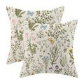 Aeioae Spring Pillow Covers 20X20 Inch Set Of 2,Sage Green Wild Flower Plant Throw Pillows Case,Seasonal Floral Outdoor Decorati