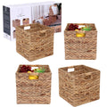 JCLD&YO9 Foldable Handwoven Water Hyacinth Storage Baskets Wicker Cube Baskets Rectangular Laundry Organizer Totes,Set of 4 Pcs,