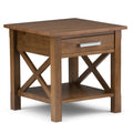 SIMPLIHOME Kitchener SOLID WOOD 21 inch Wide Square Contemporary End Side Table in Medium Saddle Brown for the Living Room and B