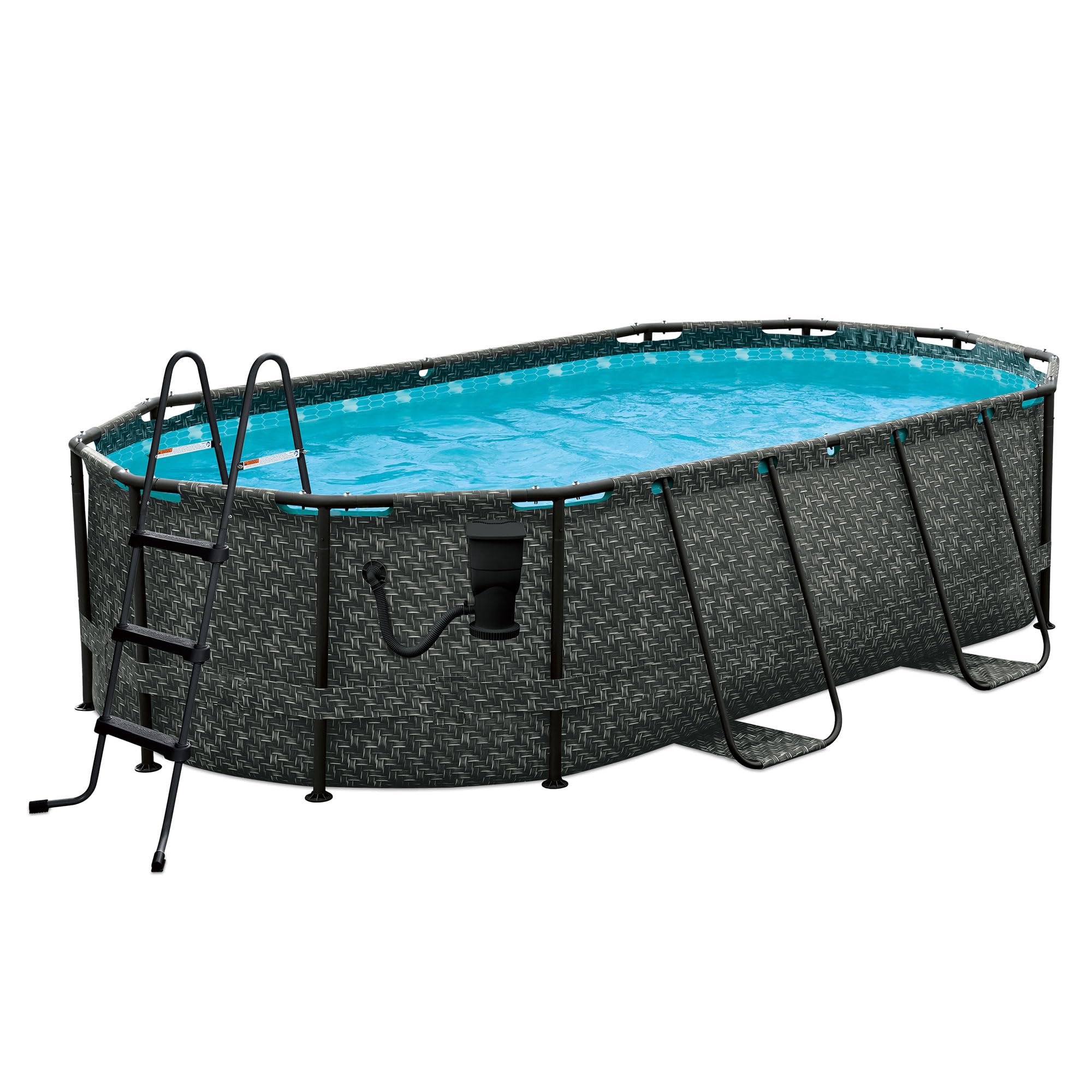 Funsicle 167 By 98 By 39.5 Inches Oasis Designer Oval Frame Outdoor Above Ground Swimming Pool Pool Set With Accessories, Dark H