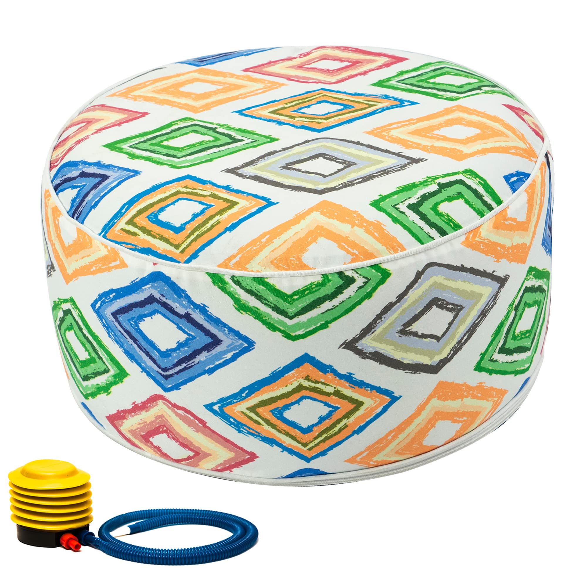 Kozyard Inflatable Ottoman Stool - Portable Round Pouf for Indoor/Outdoor Use - Perfect Small Foot Rest or Seating for Kids and 