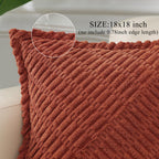 Decoruhome Fall Decorative Rust Throw Pillow Covers 18X18 Set Of 2 With Splicing, Boho Soft Corduroy Broadside Twill Pillow Cove