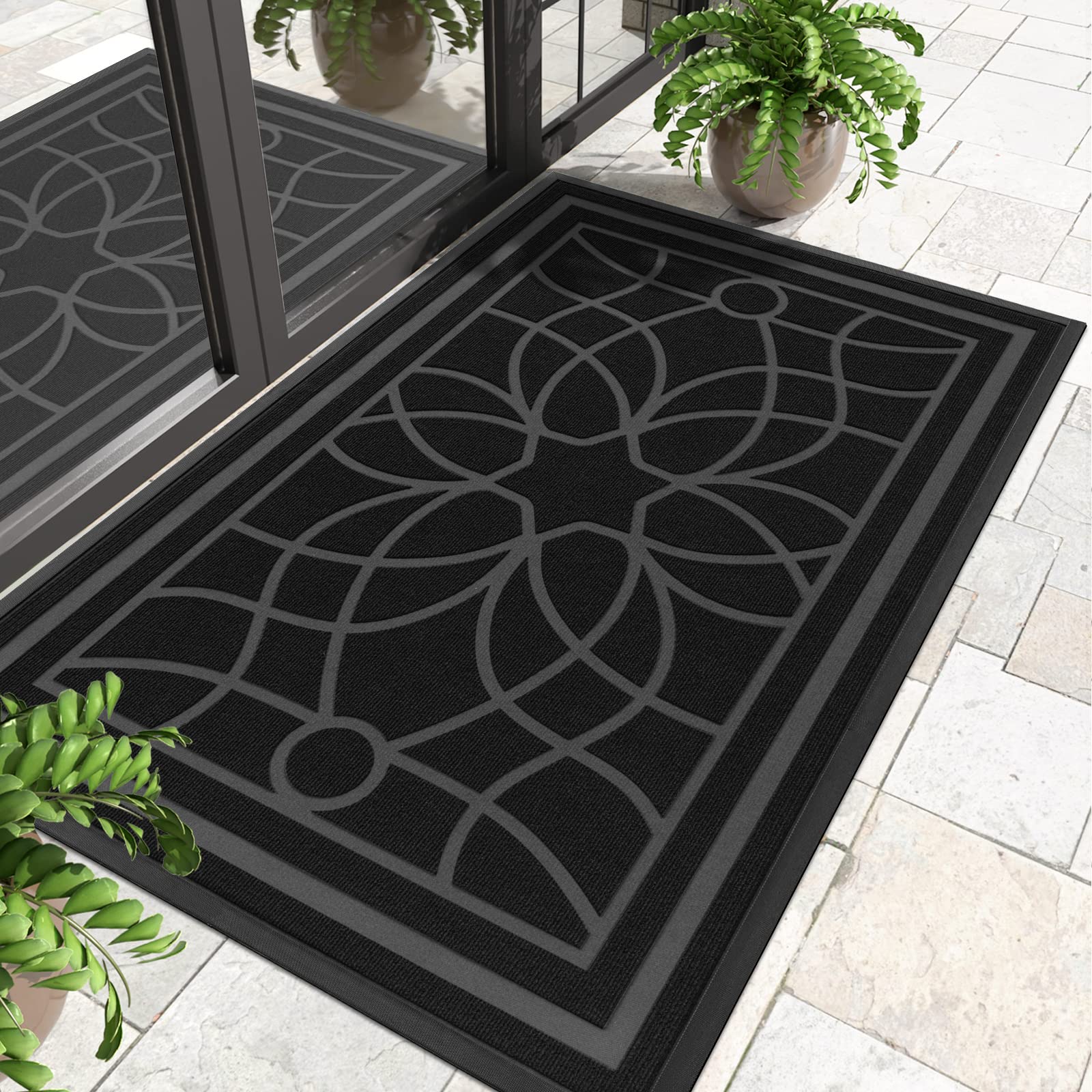 Dexi Front Door Mat, Welcome Mat Heavy Duty Durable Low Profile Outside Doormat For Entryway, Patio, Garage, High Traffic Areas,