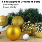 Gold 4.0' Large Christmas Balls - Christmas Tree Decoration Ornaments Shatterproof Hanging Balls For Birthday Halloween Holiday