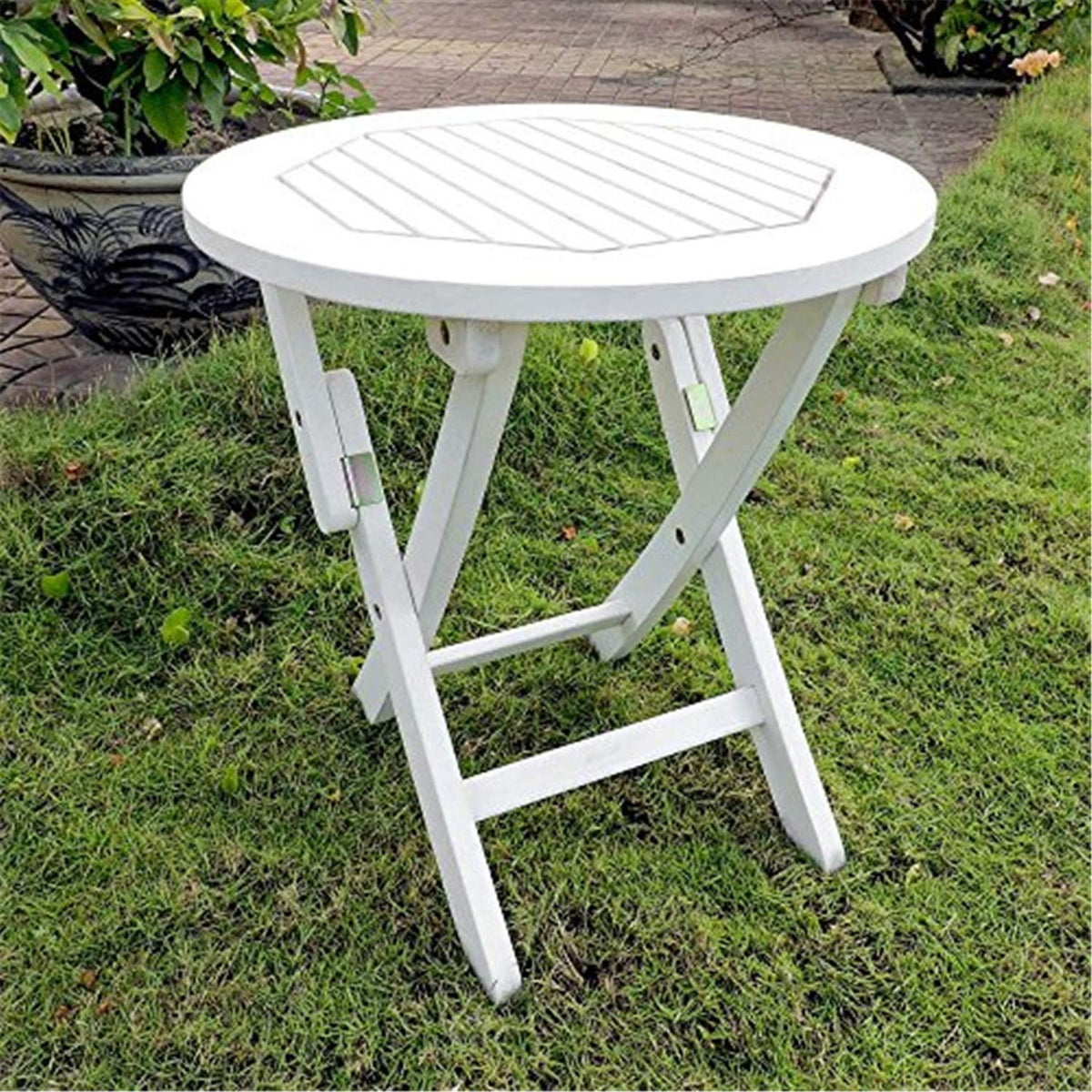 International Caravan Furniture Piece Acacia Round Folding Table