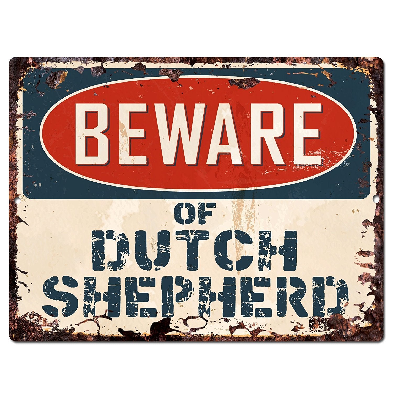 Beware of Dutch Shepherd Chic Sign Vintage Retro Rustic 9x 12 Metal Plate Store Home Decor Gift