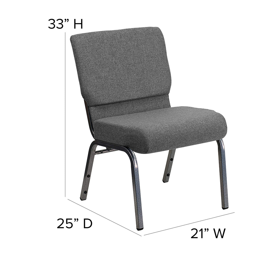 Flash Furniture Hercules Series 21''W Stacking Church Chair In Gray Fabric - Silver Vein Frame