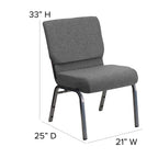 Flash Furniture Hercules Series 21''W Stacking Church Chair In Gray Fabric - Silver Vein Frame