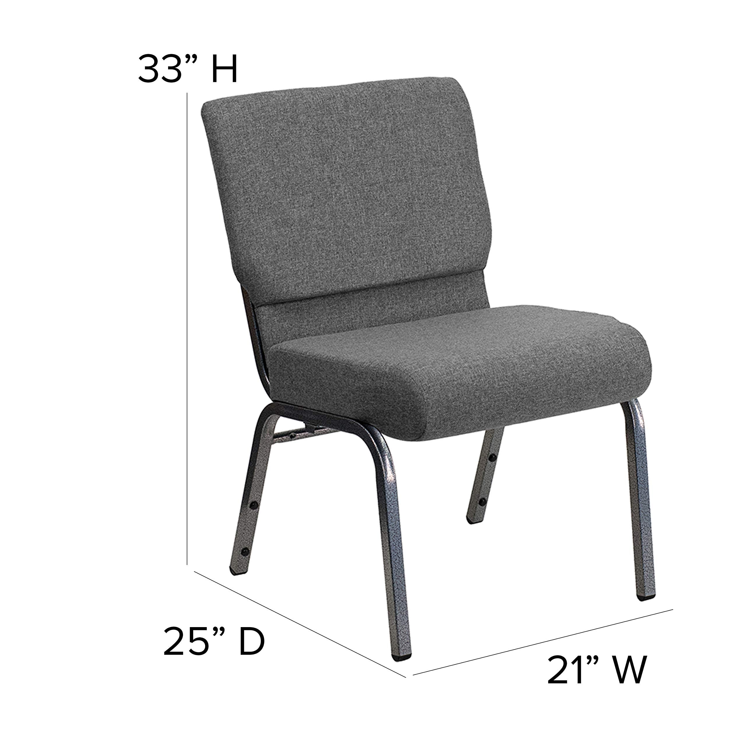 Flash Furniture Hercules Series 21''W Stacking Church Chair In Gray Fabric - Silver Vein Frame
