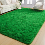 Arogan Luxury Soft Shaggy Rugs Carpets, 5X8 Feet Bedroom Rug Indoor Plush Area Rugs For Living Room, Green Fluffy Rug For Kids G