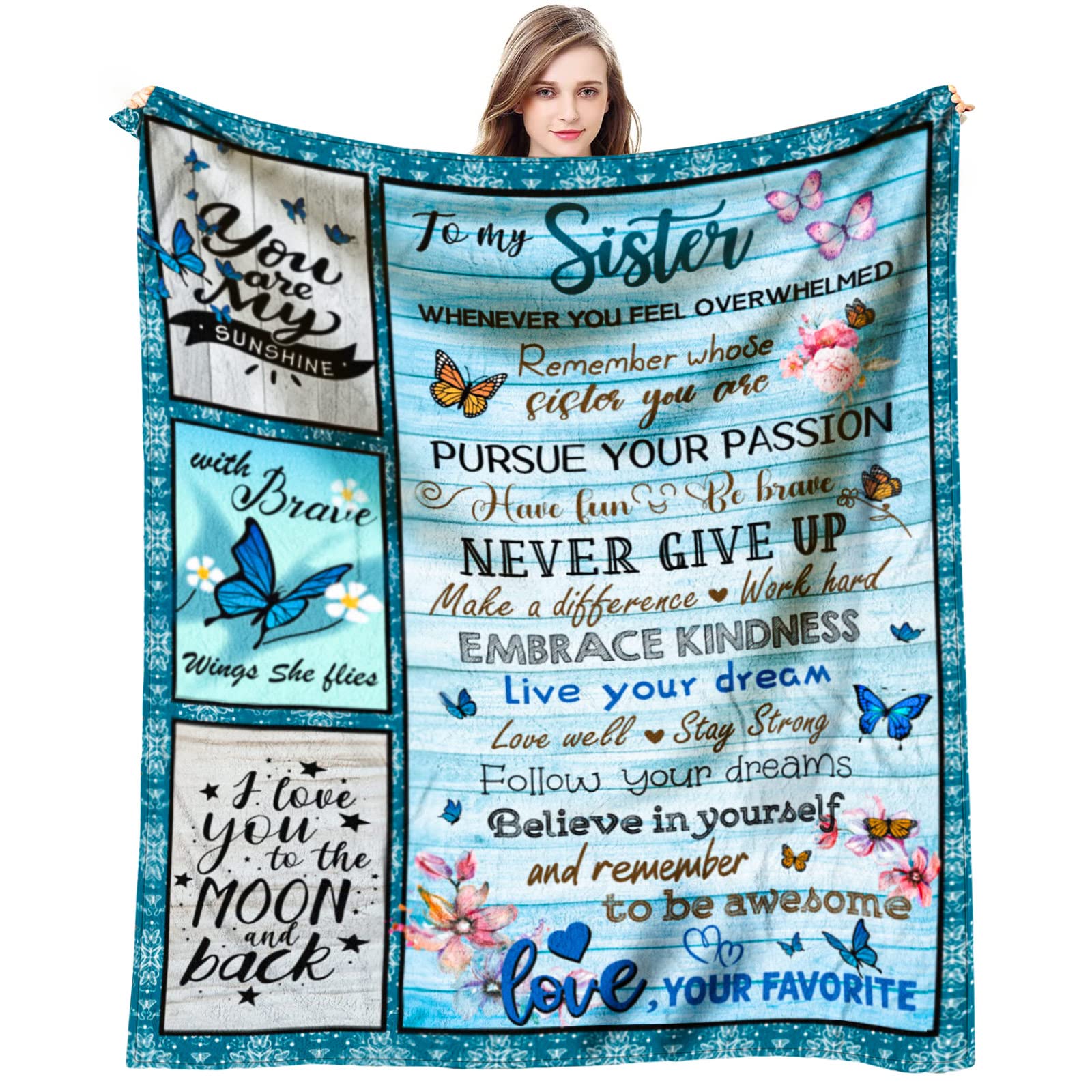 Happy Birthday Sister Blanket - Sister Birthday Gifts From Sisters - Birthday Gift For Sister Adult - Sister Birthday Gifts For